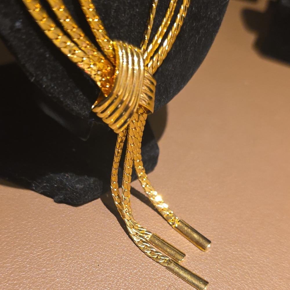 Source Unknown Gold Multi-Strand Knot Necklace - … - image 3